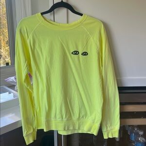 Clare V. Neon Yellow Sweatshirt with Eye Graphic